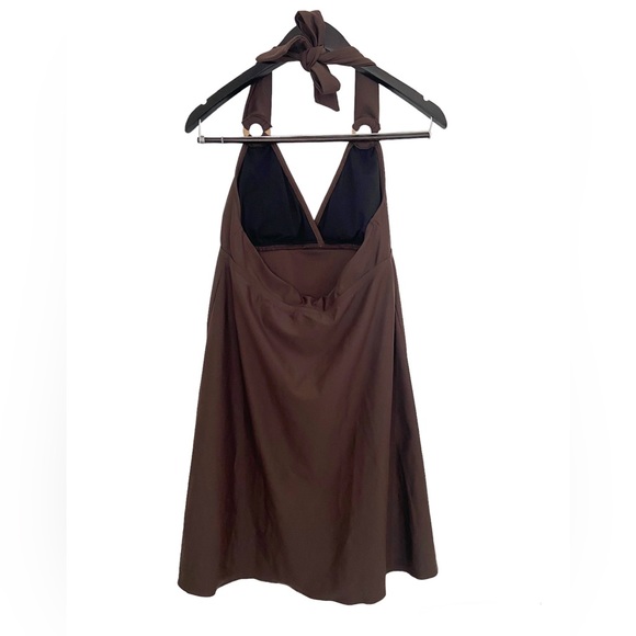 Simply Swim Brown Swim Coverup Halter Dress Size 12 - Picture 2 of 8